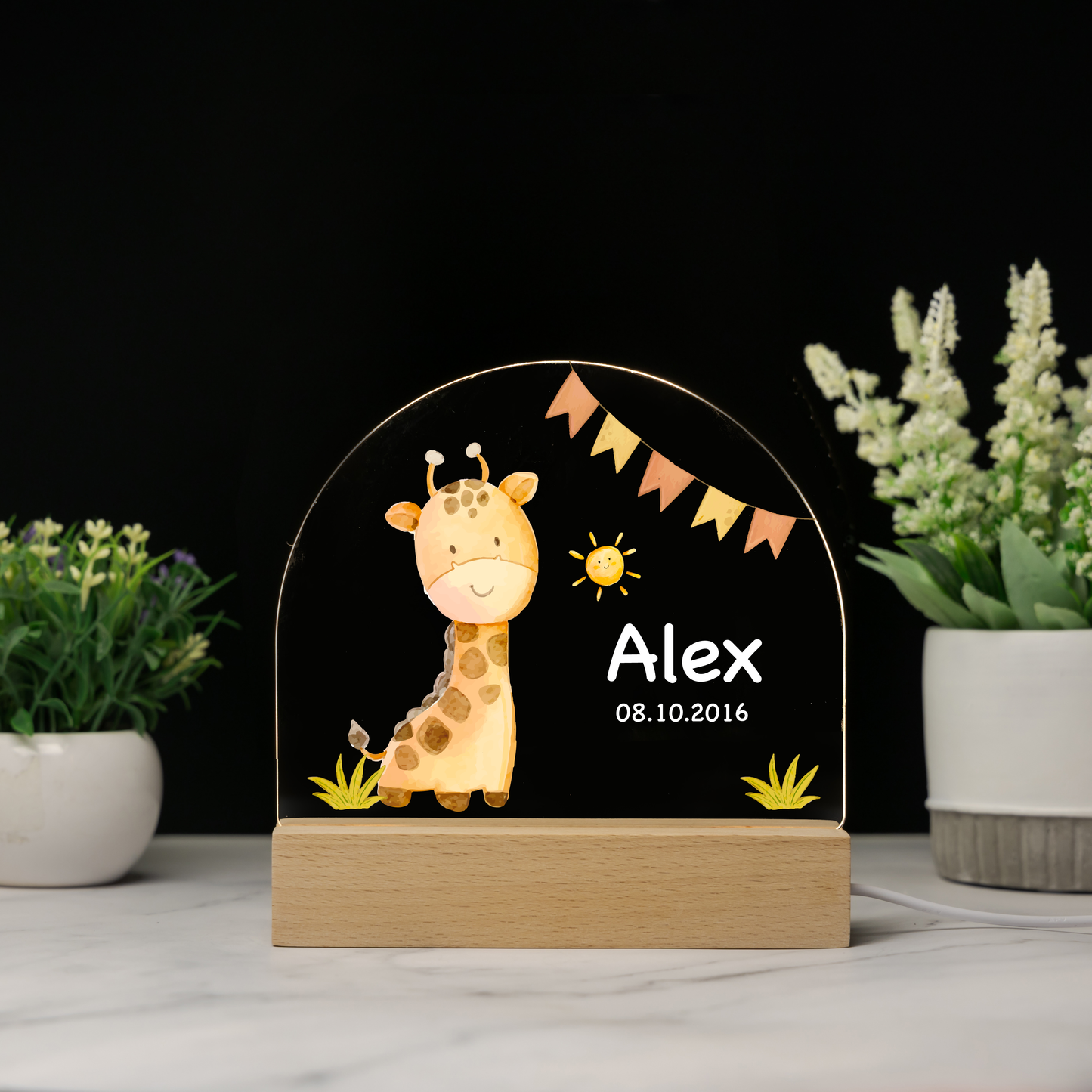 Custom Woodland Animals Baby Name Night Light