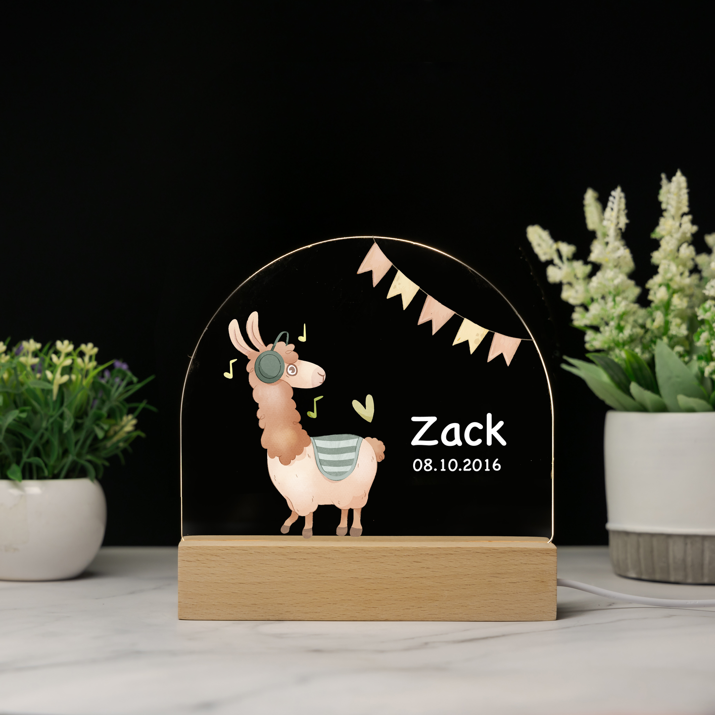 Custom Woodland Animals Baby Name Night Light