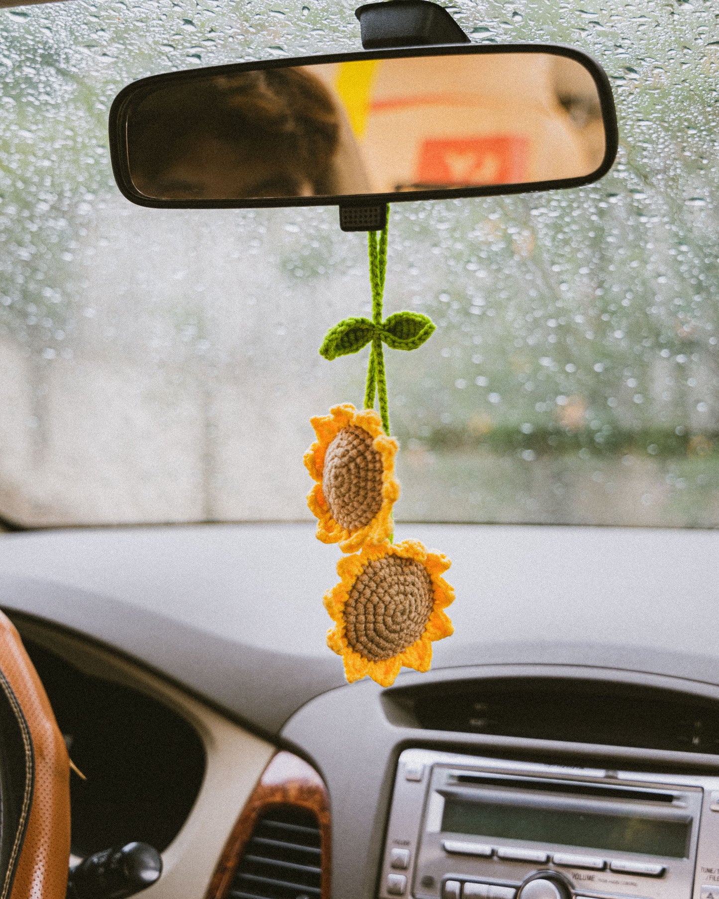 Sunflowers Crochet Car Plant