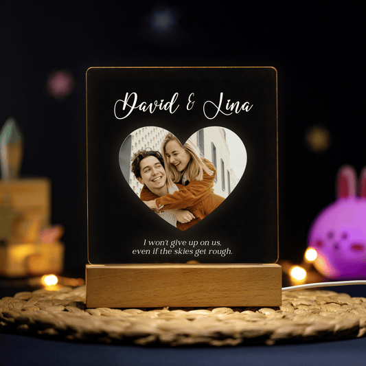 Custom Couple Portrait Photo Engraved Acrylic Night Light