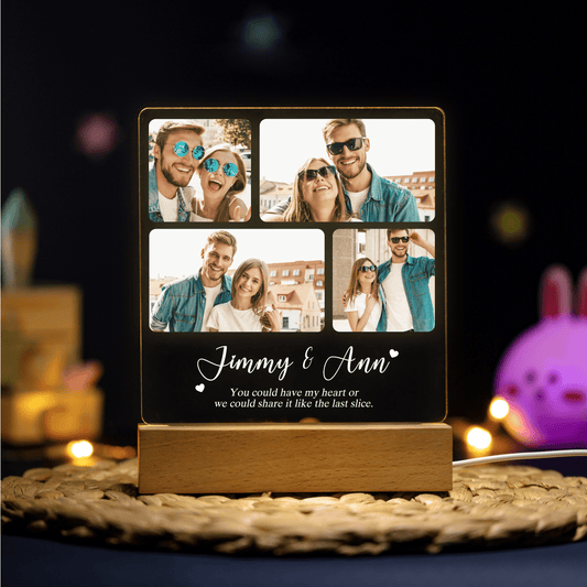 Custom Couple Portrait Photos Engraved Acrylic Night Light