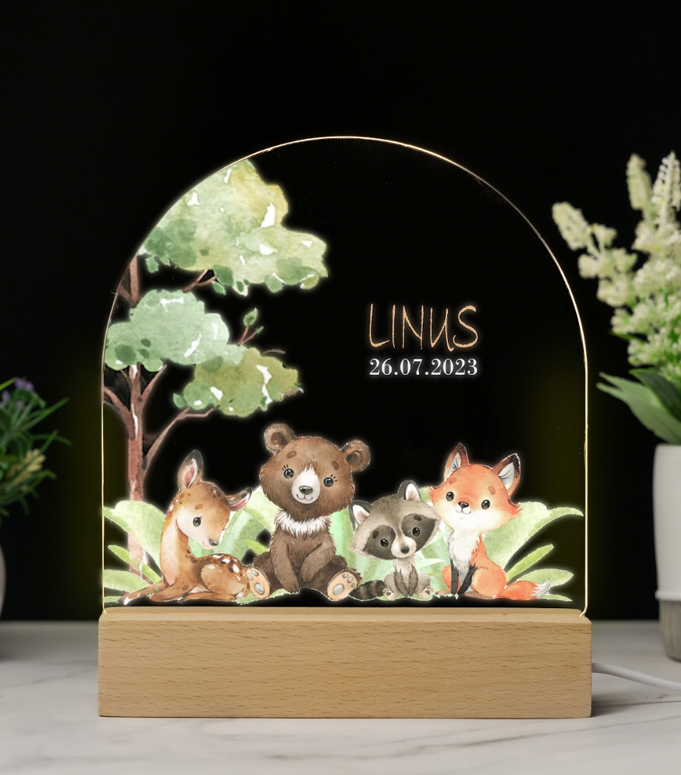 Custom Baby’s Animals Name Night Light