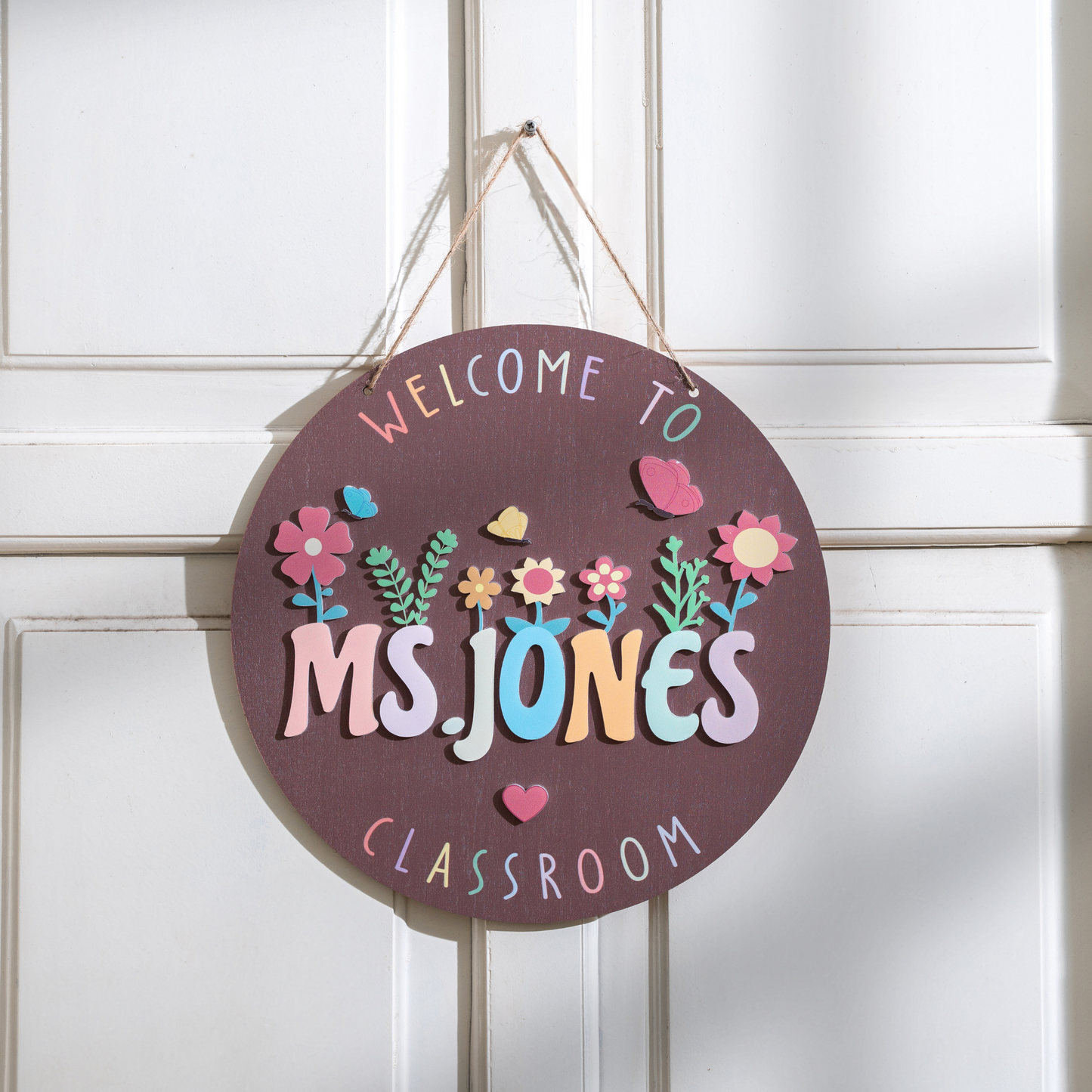 Personalized Floral Teacher Door Sign