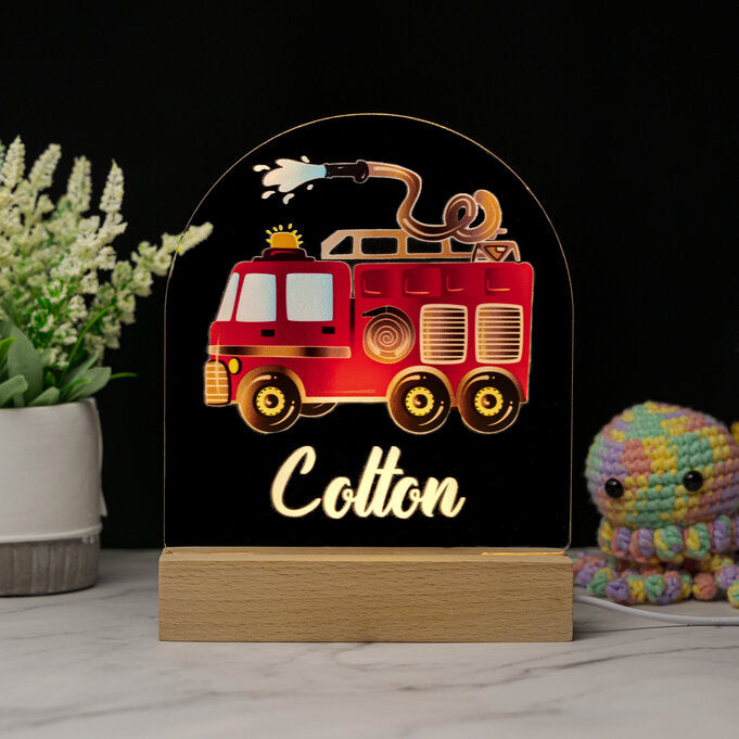 Baby - Fire truck - Name - Night Light