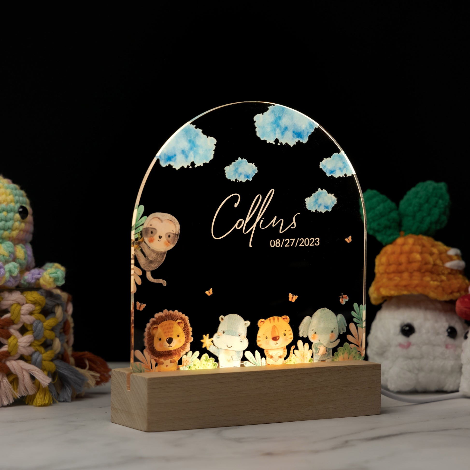 Custom Baby’s Animal Name Night Light Media 1 of 3