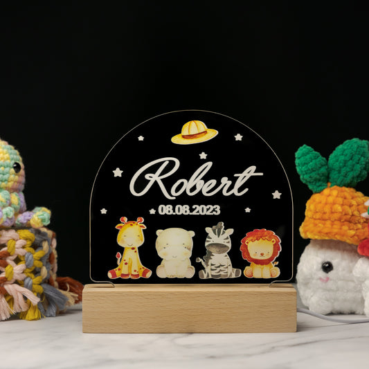 Custom Baby’s Animal Name Night Light