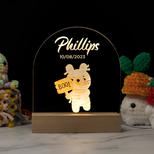 Custom Baby’s Animal Name Night Light